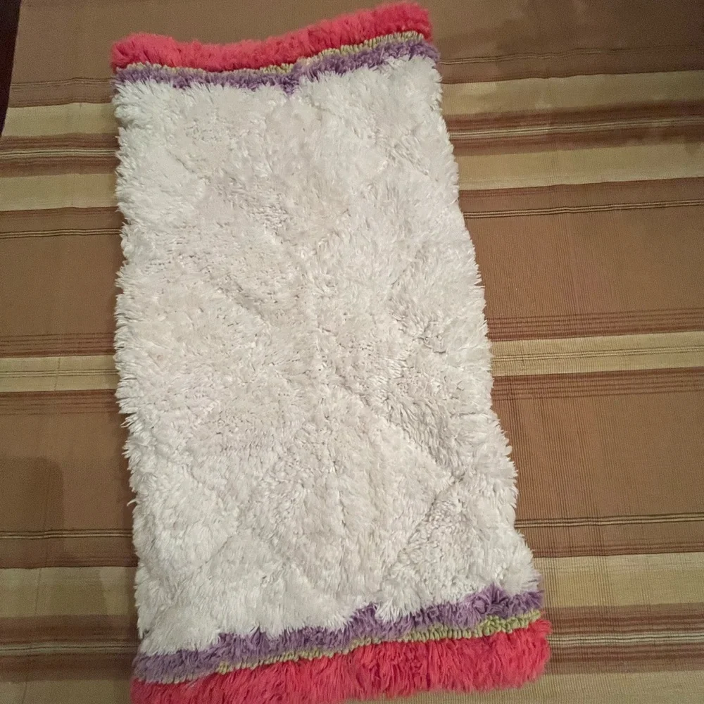 Vintage Bath rug size 30 by 21 inches/ Firm Price